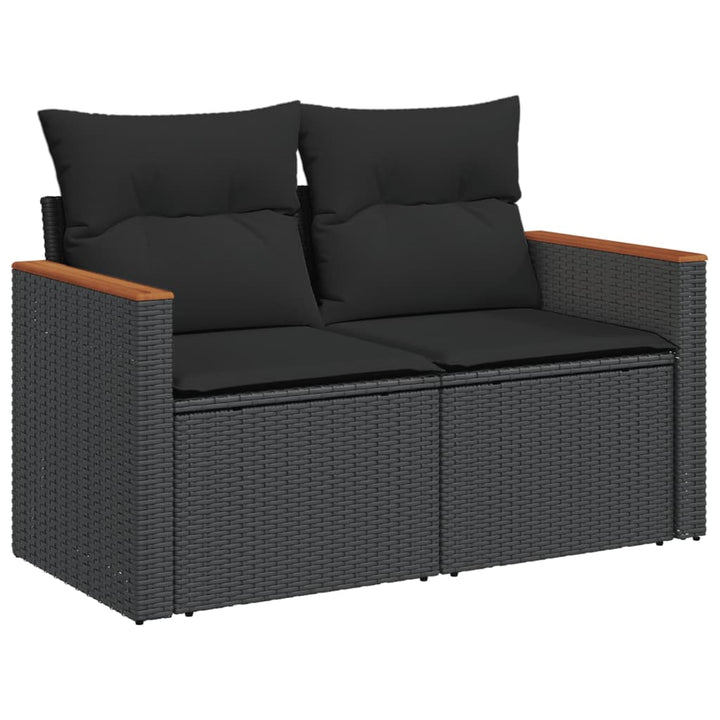 sofasæt til haven 7 dele med hynder polyrattan sort