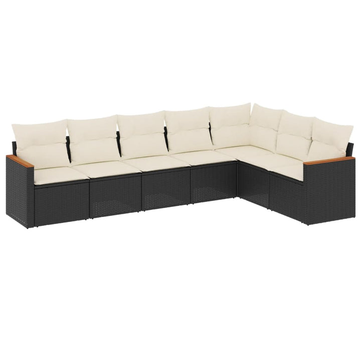 sofasæt til haven 7 dele med hynder polyrattan sort