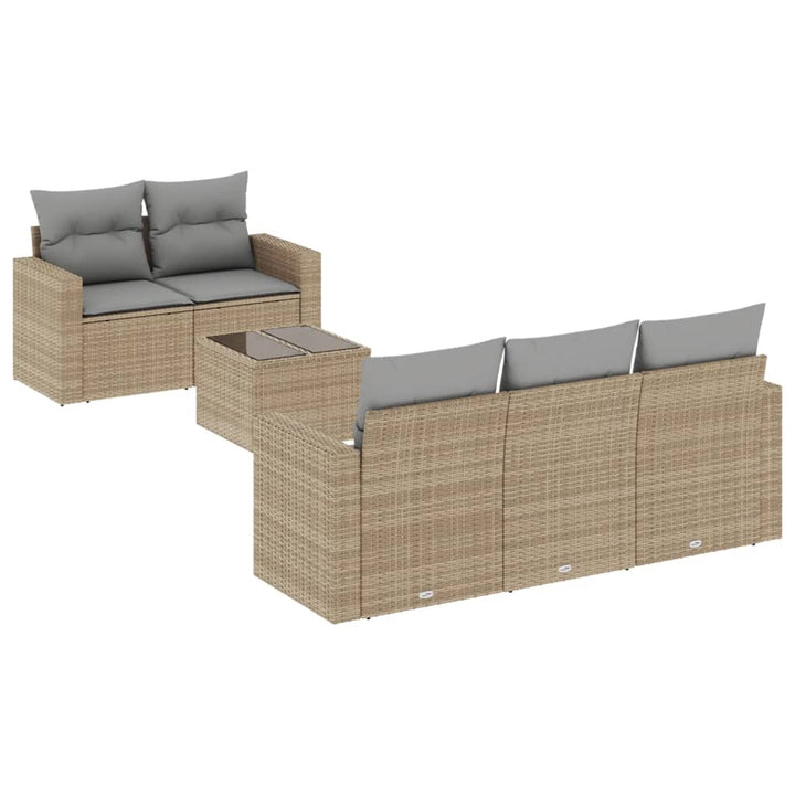 sofasæt til haven 6 dele med hynder polyrattan beige