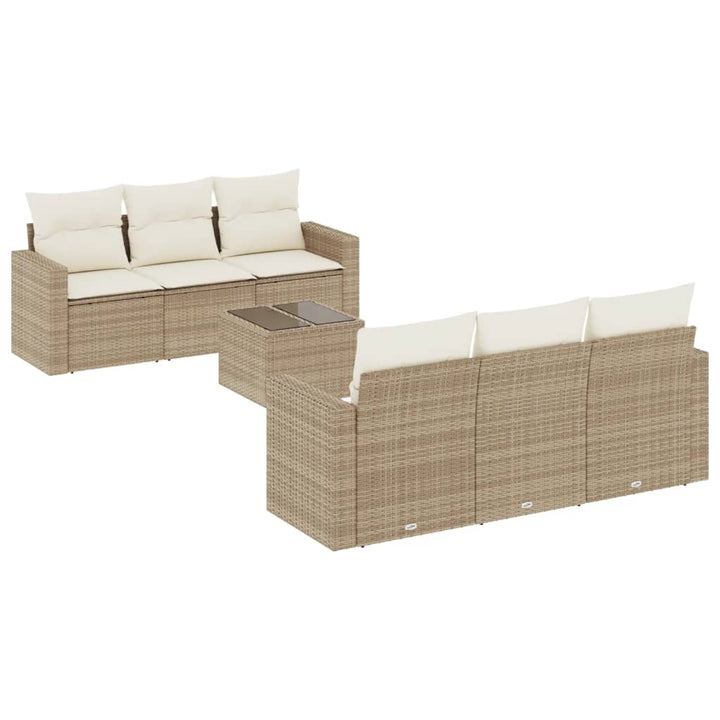 sofasæt til haven 7 dele med hynder polyrattan beige