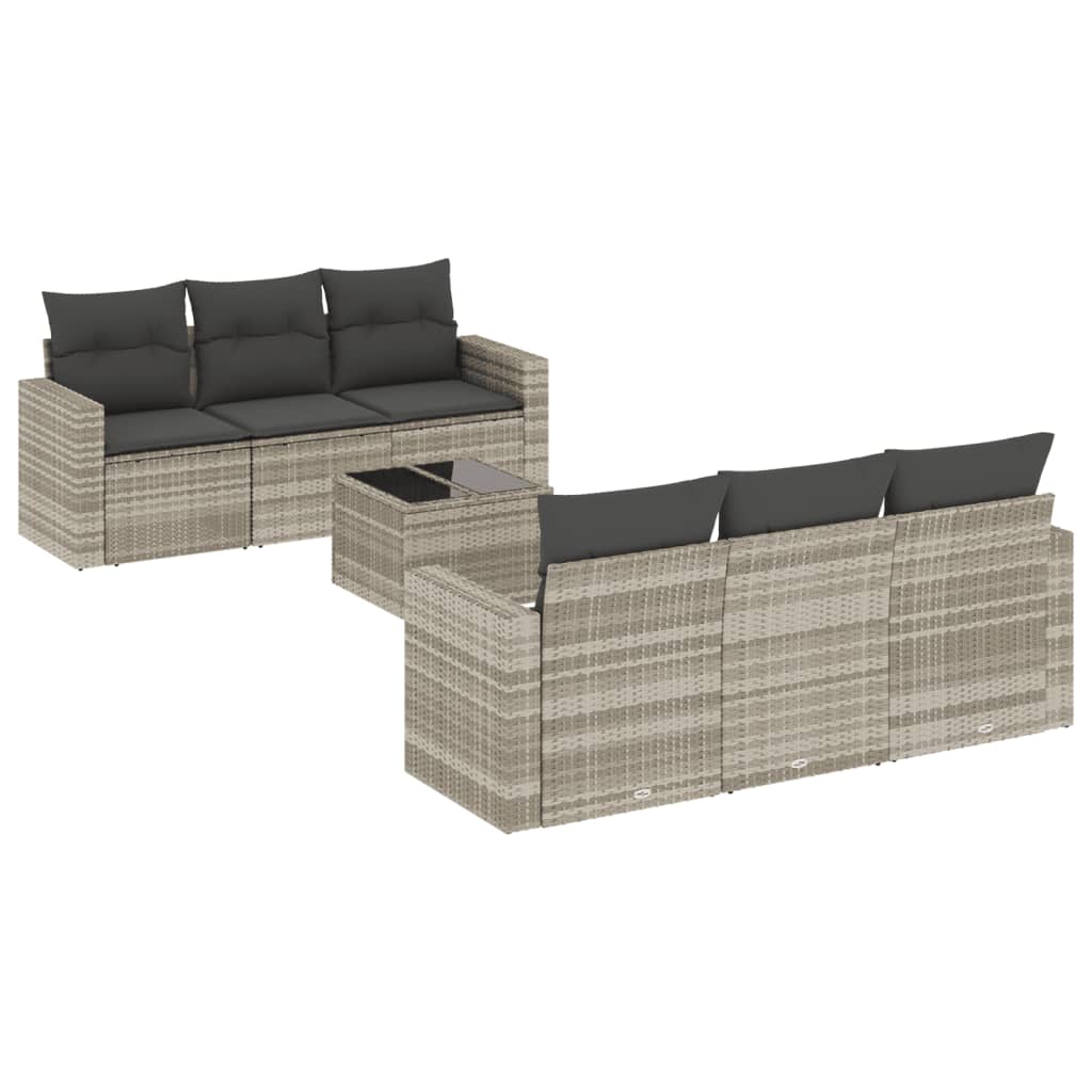 sofasæt til haven 7 dele med hynder polyrattan lysegrå