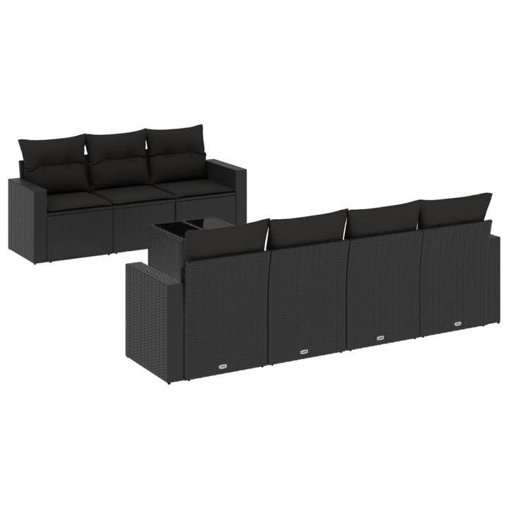 sofasæt til haven 8 dele med hynder polyrattan sort