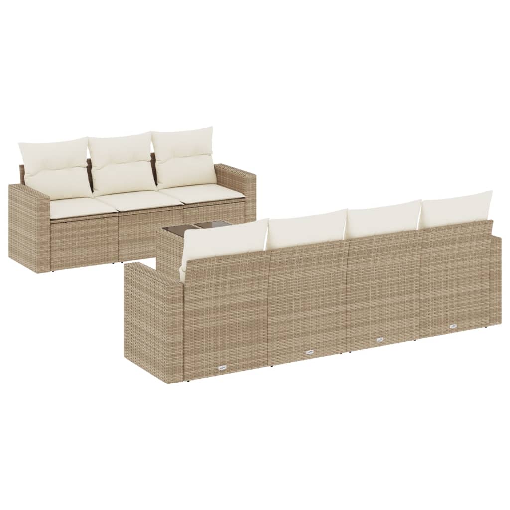 sofasæt til haven 8 dele med hynder polyrattan beige