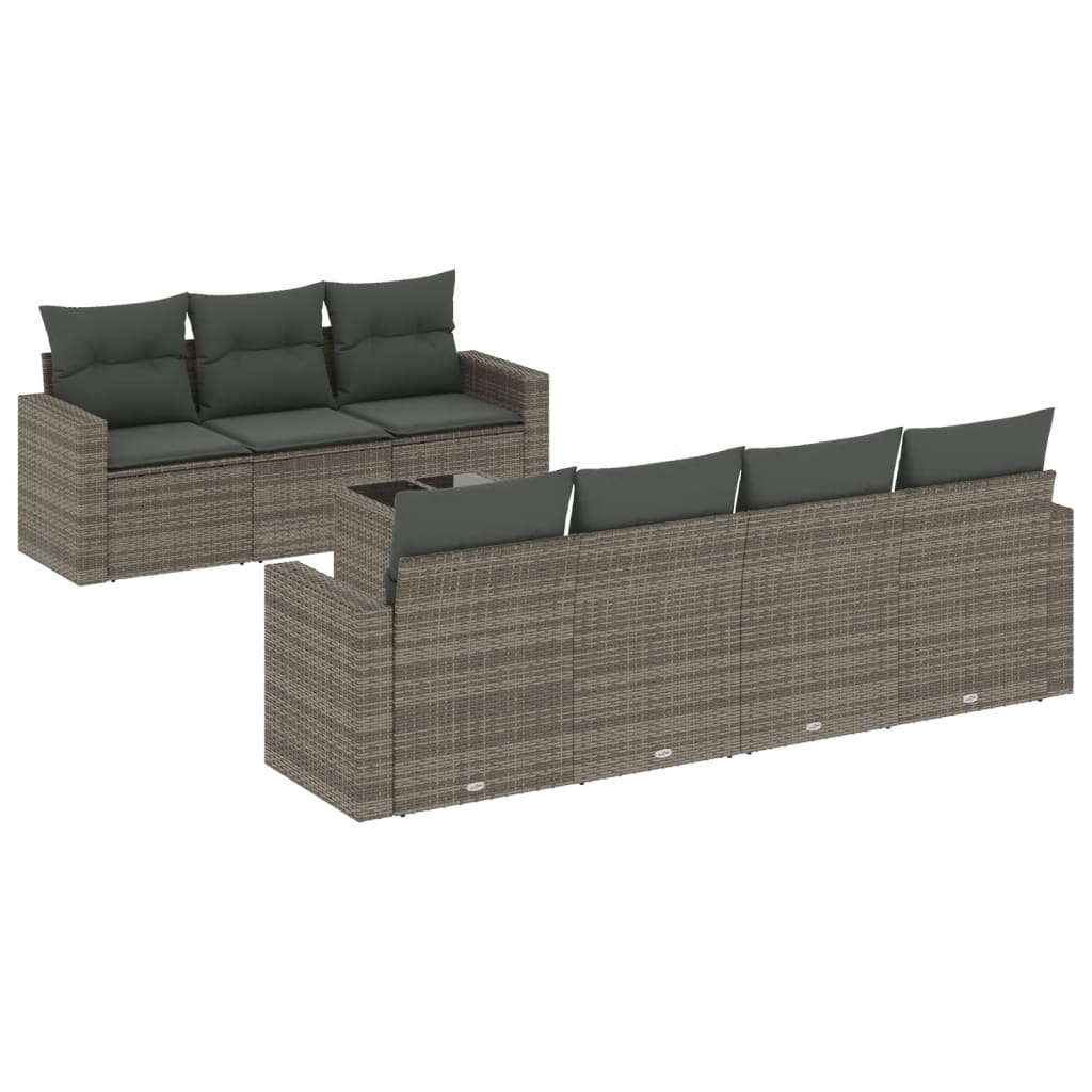 sofasæt til haven 8 dele med hynder polyrattan grå
