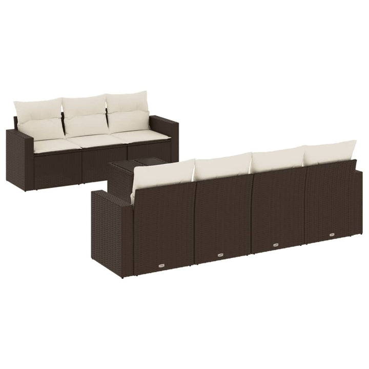 sofasæt til haven 8 dele med hynder polyrattan brun