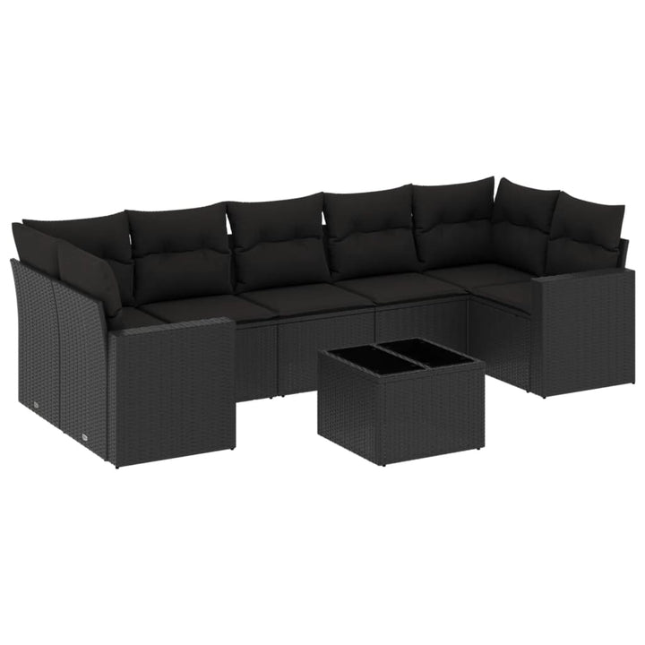 sofasæt til haven 8 dele med hynder polyrattan sort