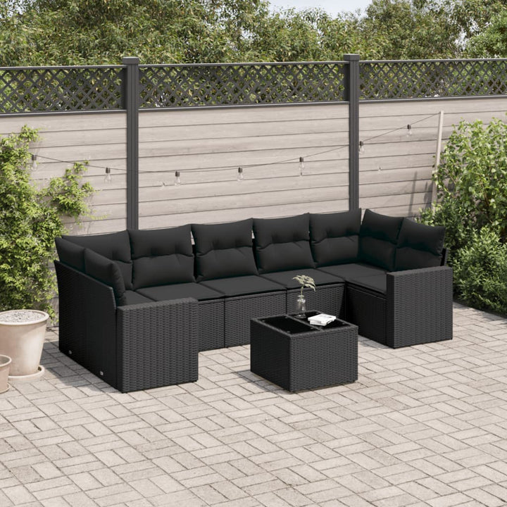 sofasæt til haven 8 dele med hynder polyrattan sort