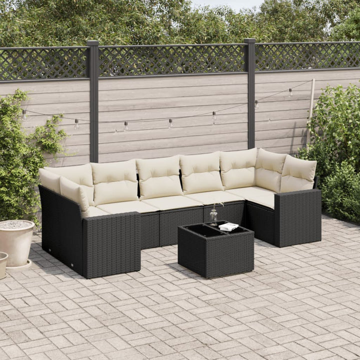 sofasæt til haven 8 dele med hynder polyrattan sort