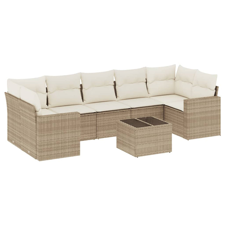 sofasæt til haven 8 dele med hynder polyrattan beige