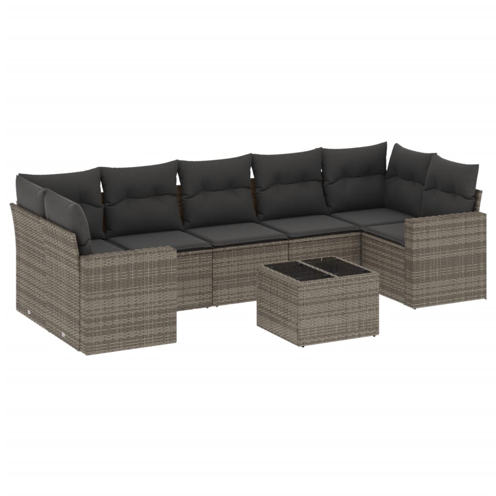 sofasæt til haven 8 dele med hynder polyrattan grå