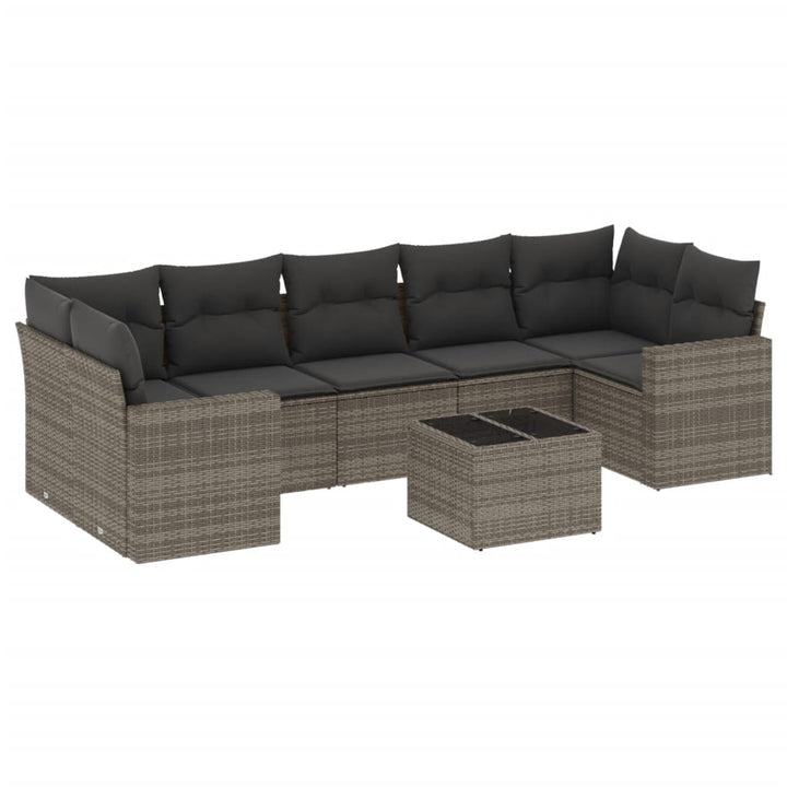sofasæt til haven 8 dele med hynder polyrattan grå