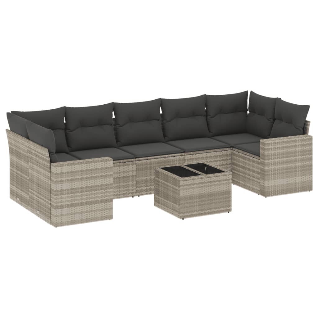 sofasæt til haven 8 dele med hynder polyrattan lysegrå
