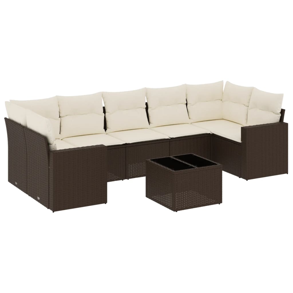 sofasæt til haven 8 dele med hynder polyrattan brun