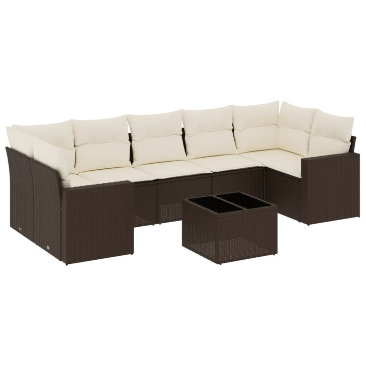 sofasæt til haven 8 dele med hynder polyrattan brun