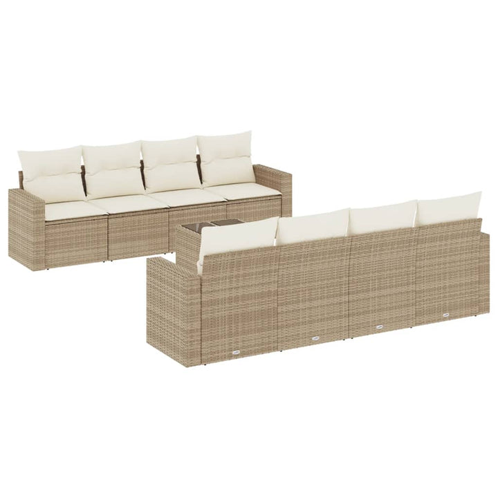 sofasæt til haven 9 dele med hynder polyrattan beige