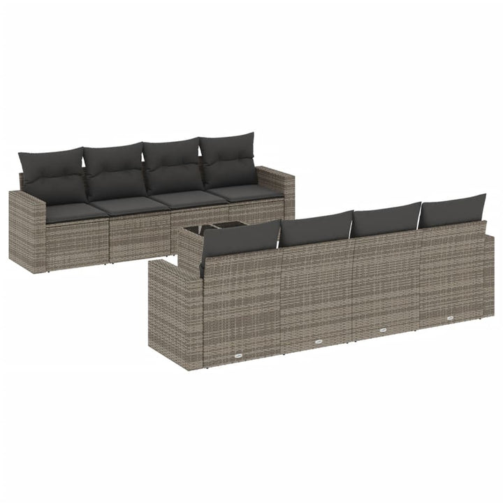 sofasæt til haven 9 dele med hynder polyrattan grå