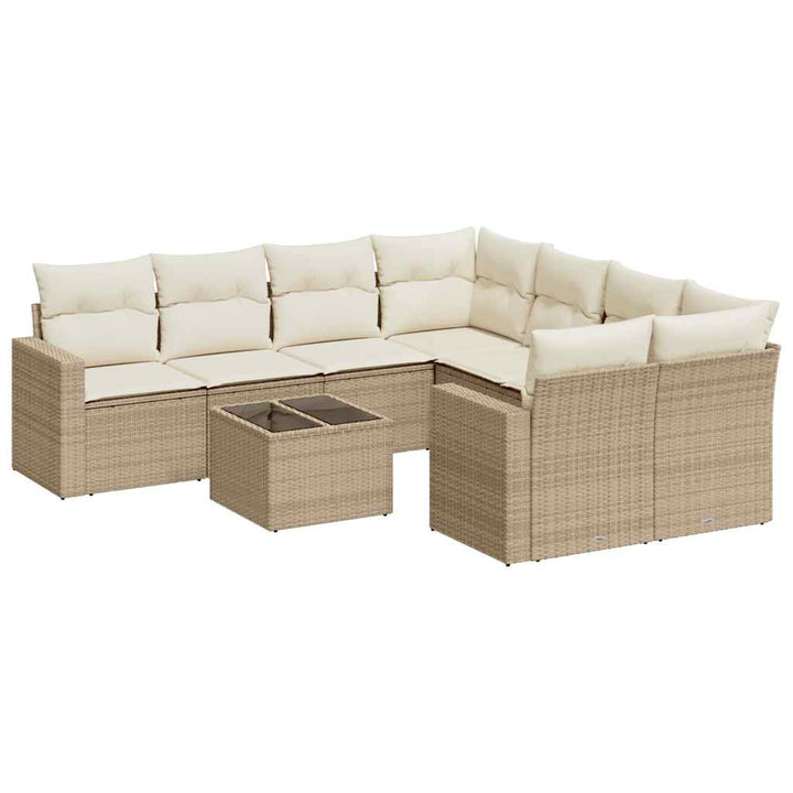 sofasæt til haven 9 dele med hynder polyrattan beige