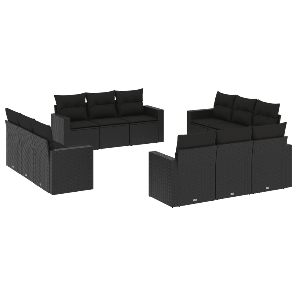 sofasæt til haven 12 dele med hynder polyrattan sort