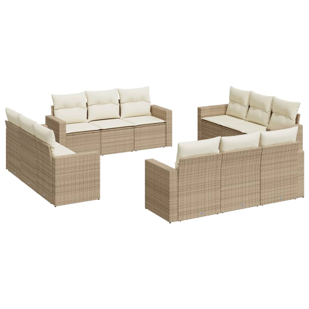 sofasæt til haven 12 dele med hynder polyrattan beige