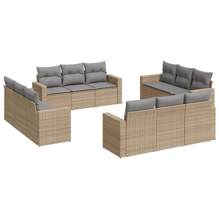 sofasæt til haven 12 dele med hynder polyrattan beige