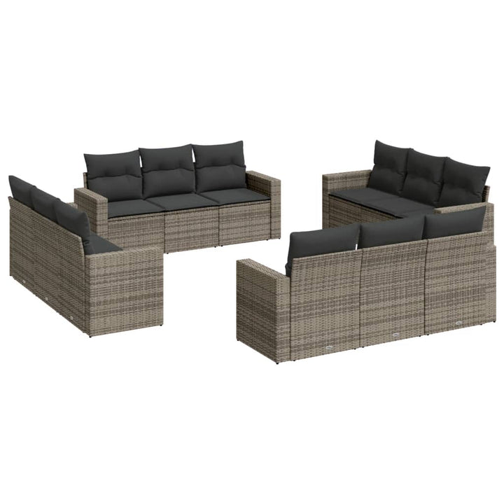 sofasæt til haven 12 dele med hynder polyrattan grå