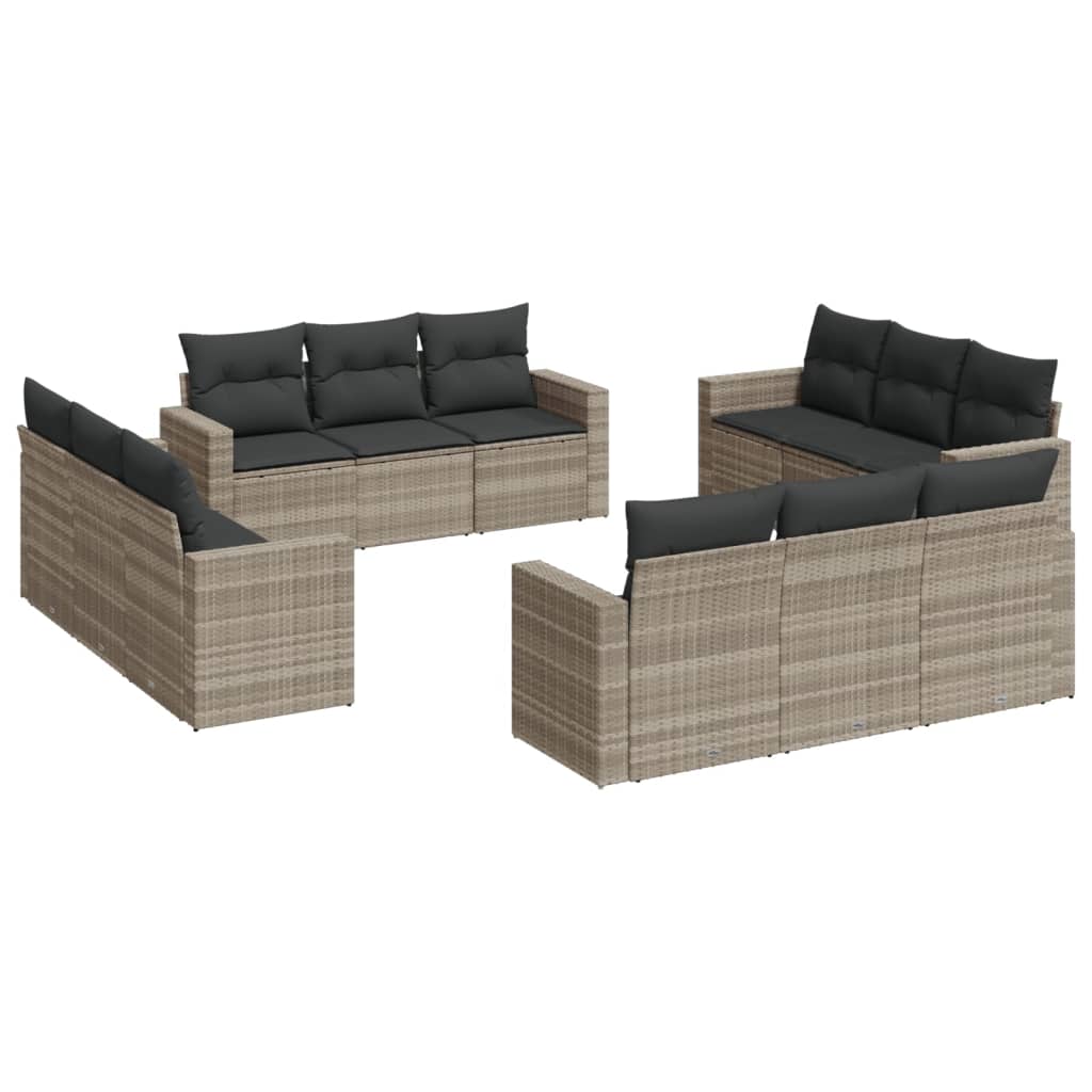 sofasæt til haven 12 dele med hynder polyrattan lysegrå