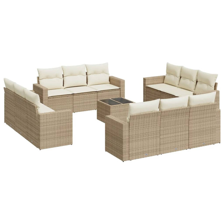 sofasæt til haven 13 dele med hynder polyrattan beige