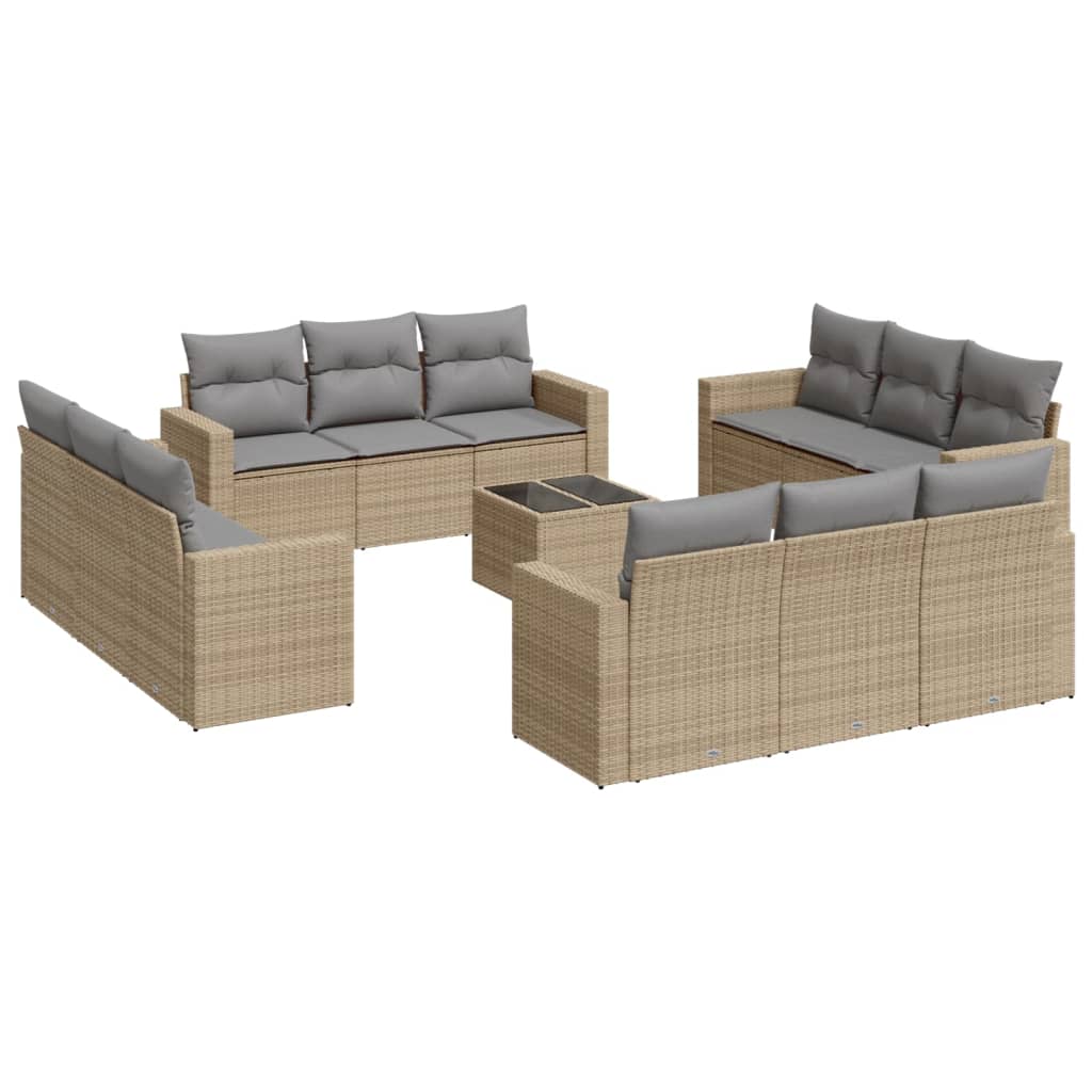 sofasæt til haven 13 dele med hynder polyrattan beige