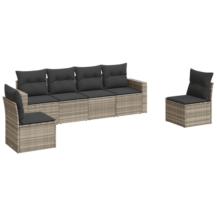sofasæt til haven 6 dele med hynder polyrattan lysegrå