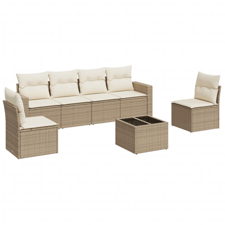 sofasæt til haven 7 dele med hynder polyrattan beige