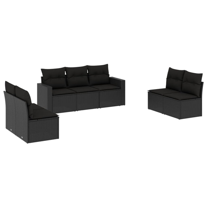 sofasæt til haven 7 dele med hynder polyrattan sort