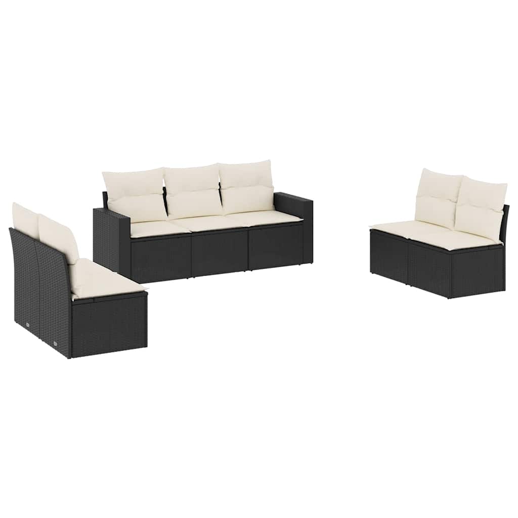 sofasæt til haven 7 dele med hynder polyrattan sort