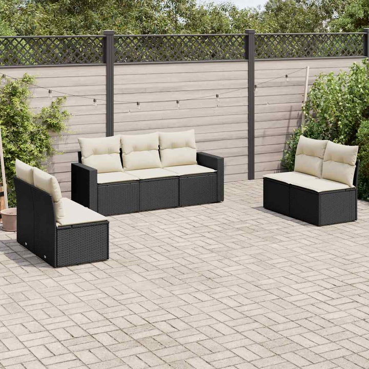 sofasæt til haven 7 dele med hynder polyrattan sort