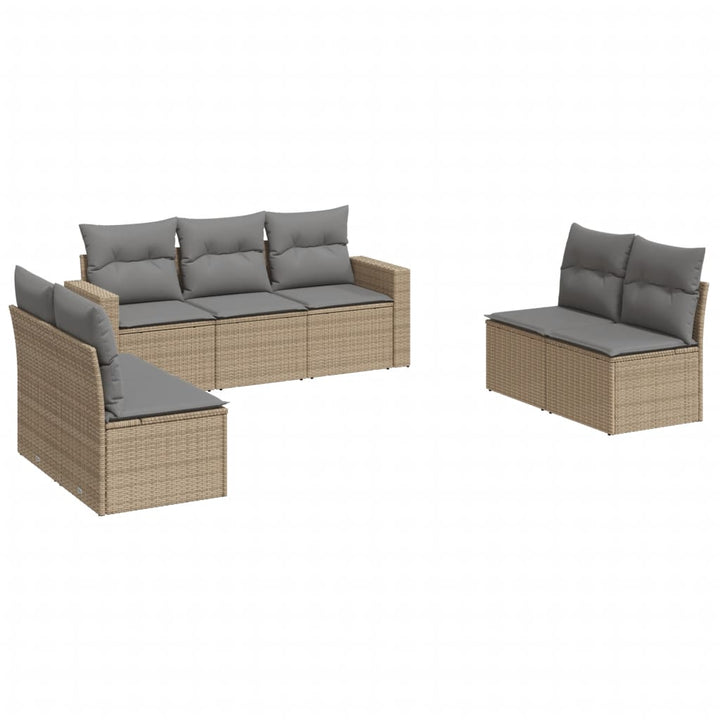sofasæt til haven 7 dele med hynder polyrattan beige