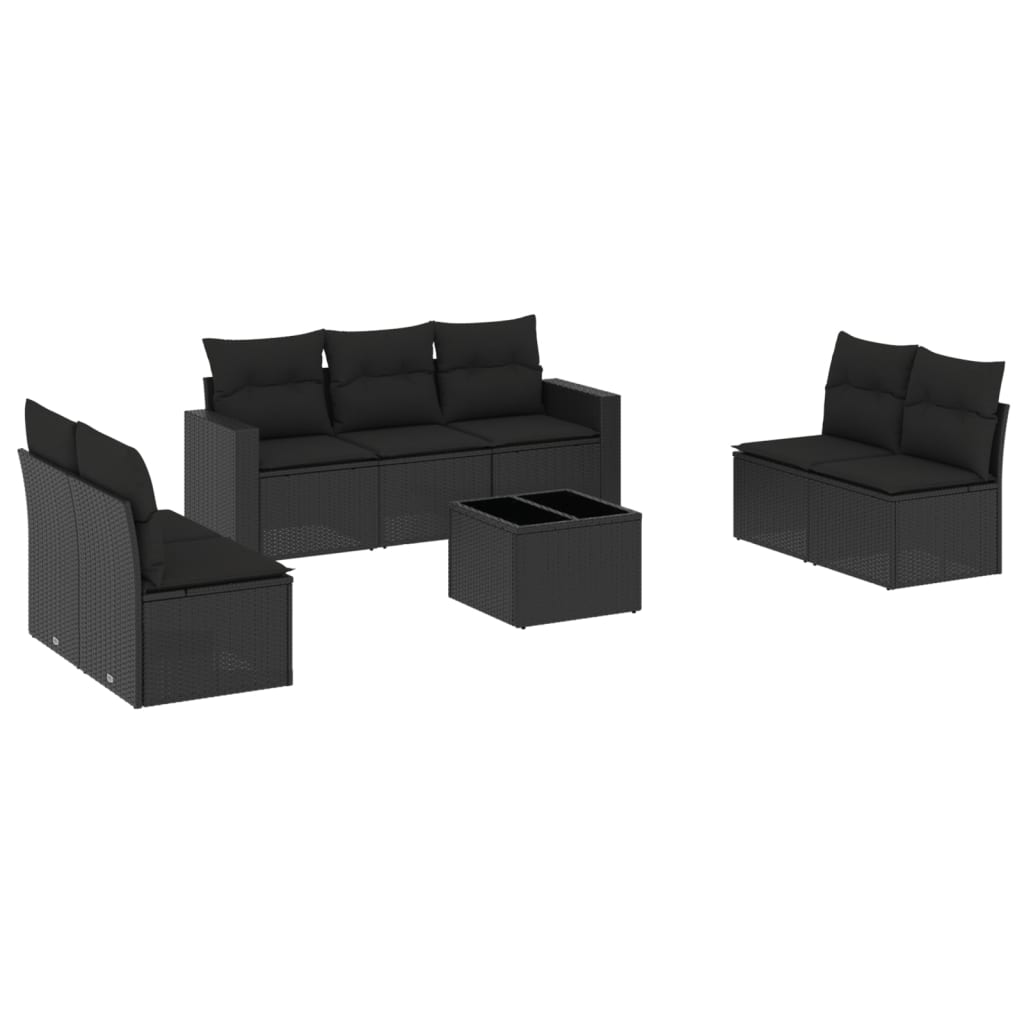 sofasæt til haven 8 dele med hynder polyrattan sort
