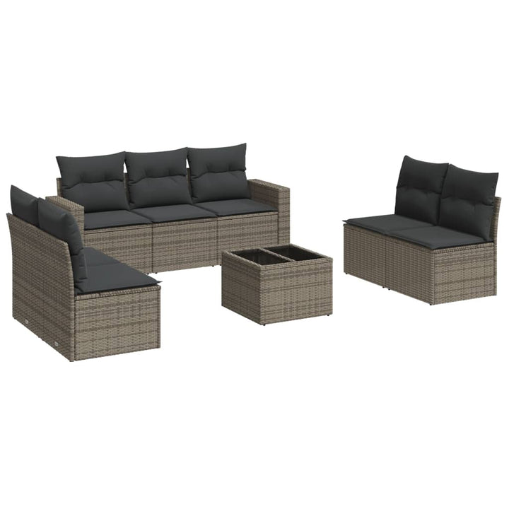 sofasæt til haven 8 dele med hynder polyrattan grå