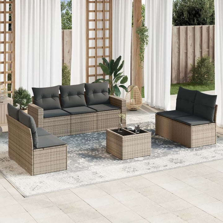 sofasæt til haven 8 dele med hynder polyrattan grå