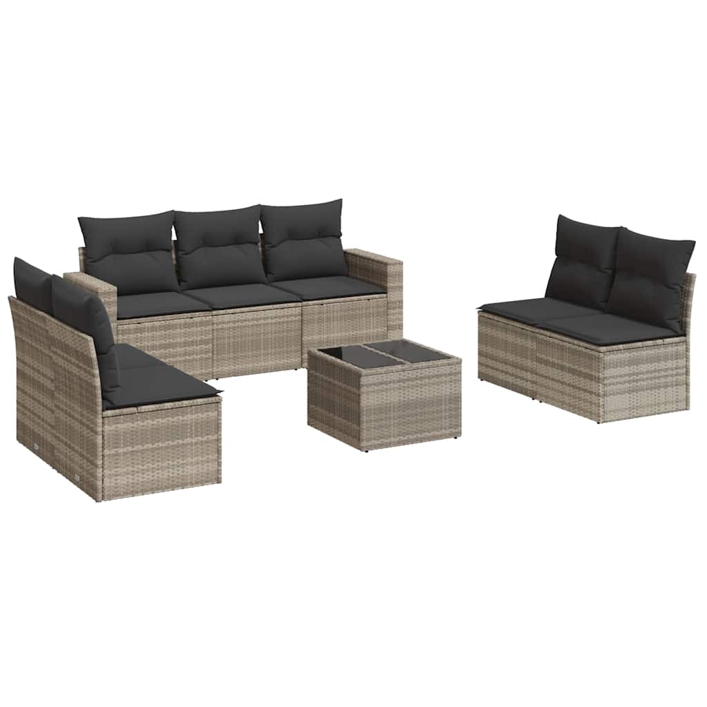 sofasæt til haven 8 dele med hynder polyrattan lysegrå