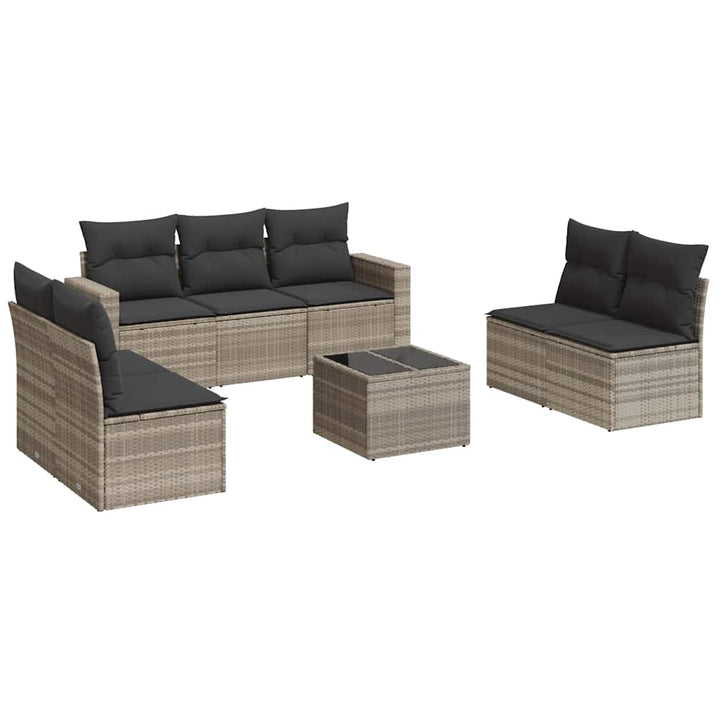 sofasæt til haven 8 dele med hynder polyrattan lysegrå