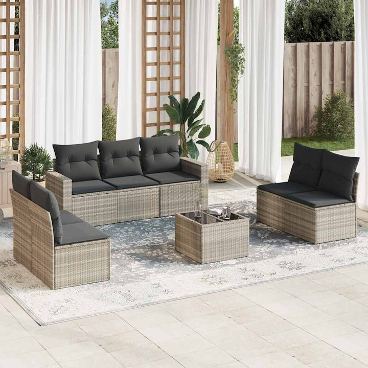 sofasæt til haven 8 dele med hynder polyrattan lysegrå