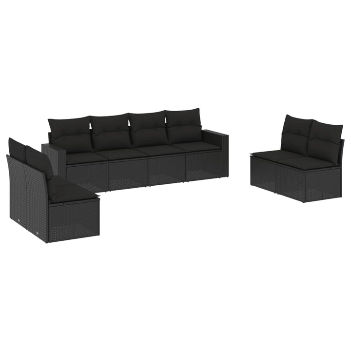 sofasæt til haven 8 dele med hynder polyrattan sort