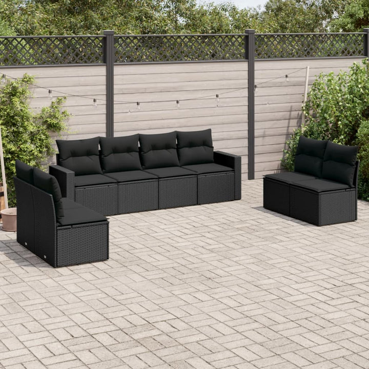 sofasæt til haven 8 dele med hynder polyrattan sort