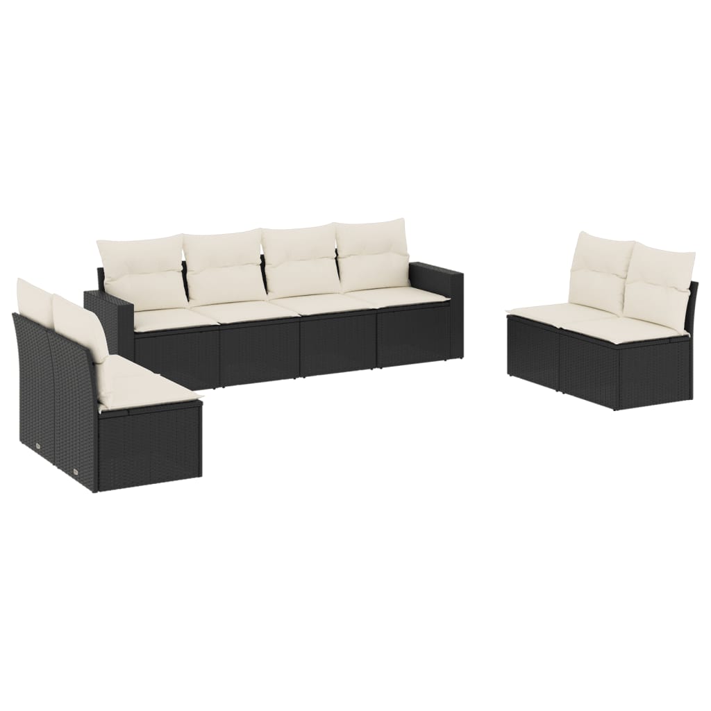 sofasæt til haven 8 dele med hynder polyrattan sort