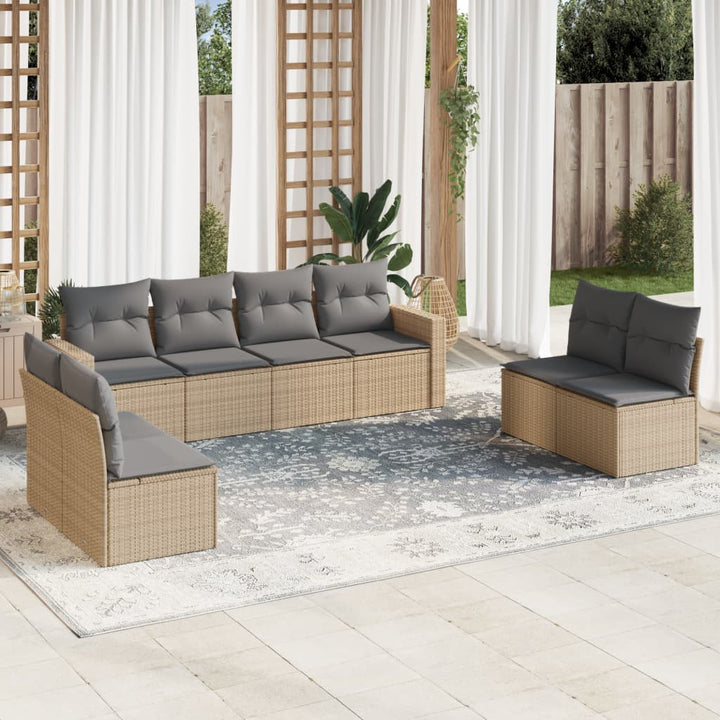 sofasæt til haven 8 dele med hynder polyrattan beige