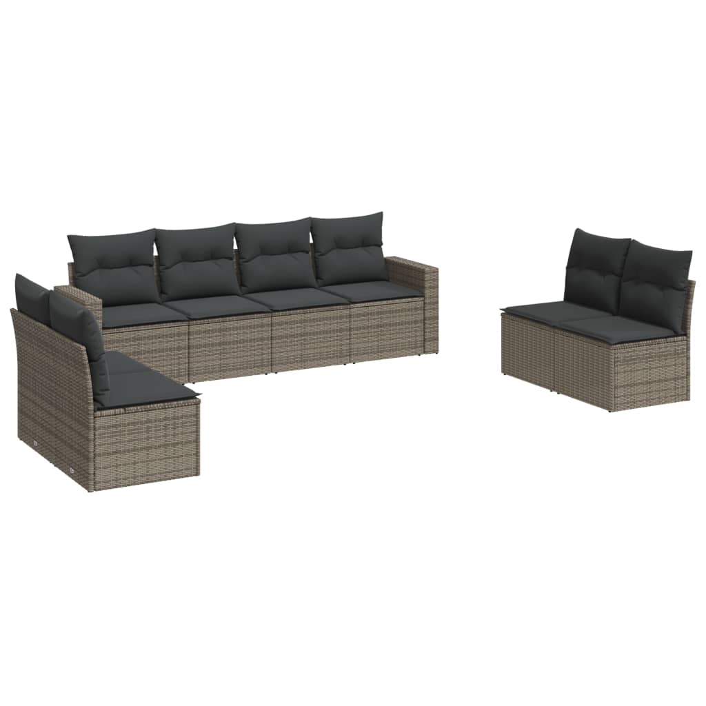 sofasæt til haven 8 dele med hynder polyrattan grå