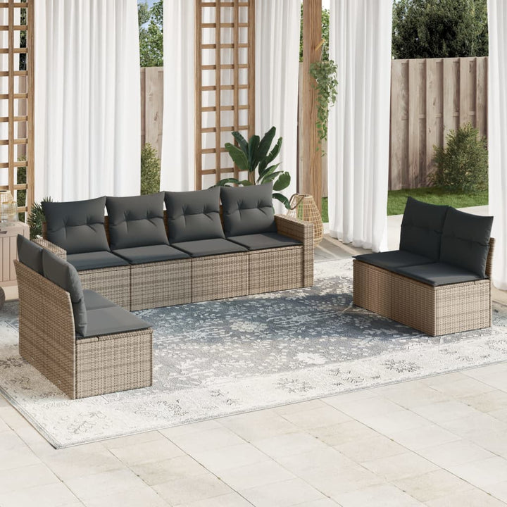 sofasæt til haven 8 dele med hynder polyrattan grå