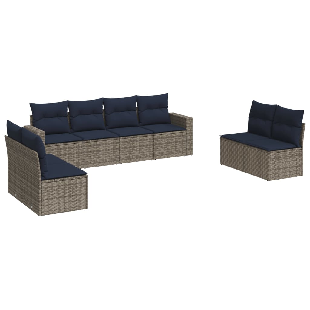 sofasæt til haven 8 dele med hynder polyrattan grå