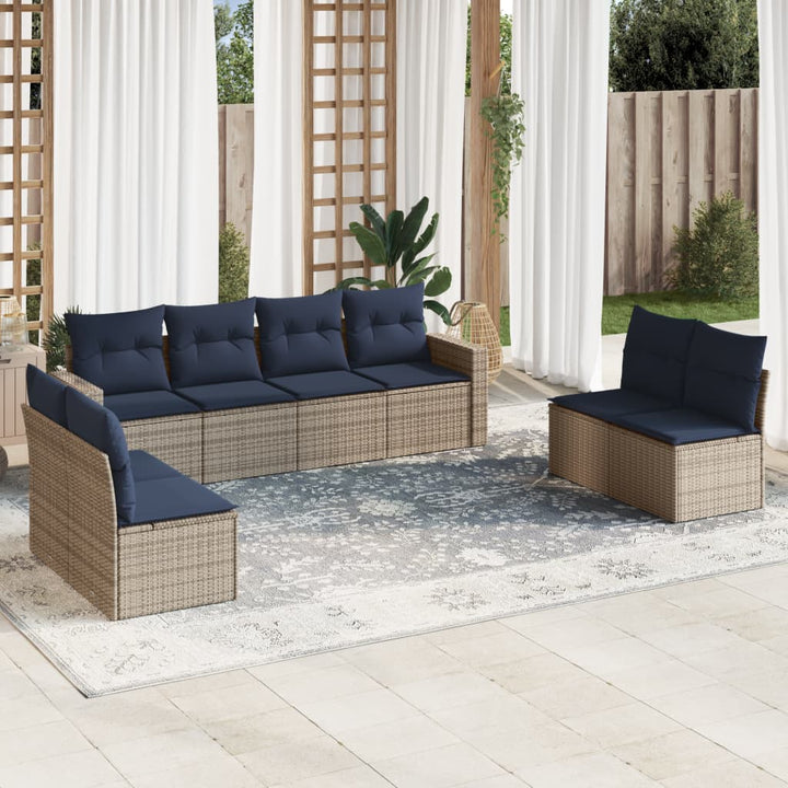 sofasæt til haven 8 dele med hynder polyrattan grå