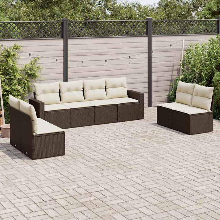 sofasæt til haven 8 dele med hynder polyrattan brun