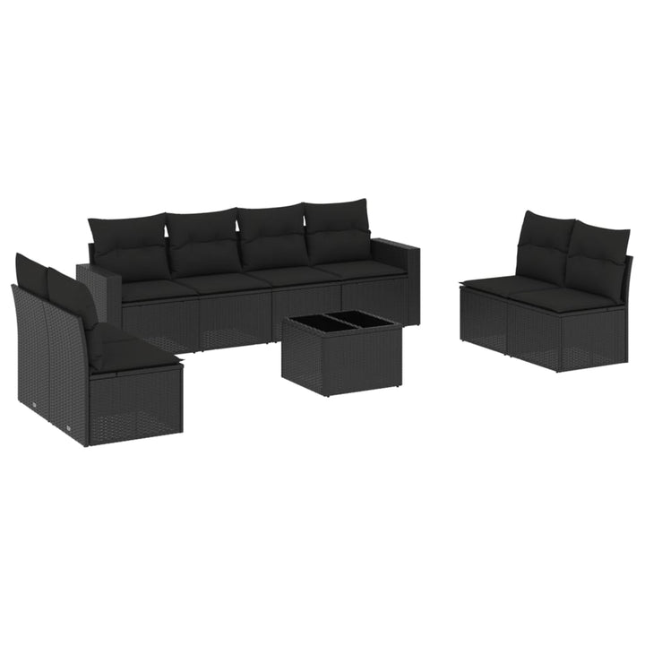 sofasæt til haven 9 dele med hynder polyrattan sort